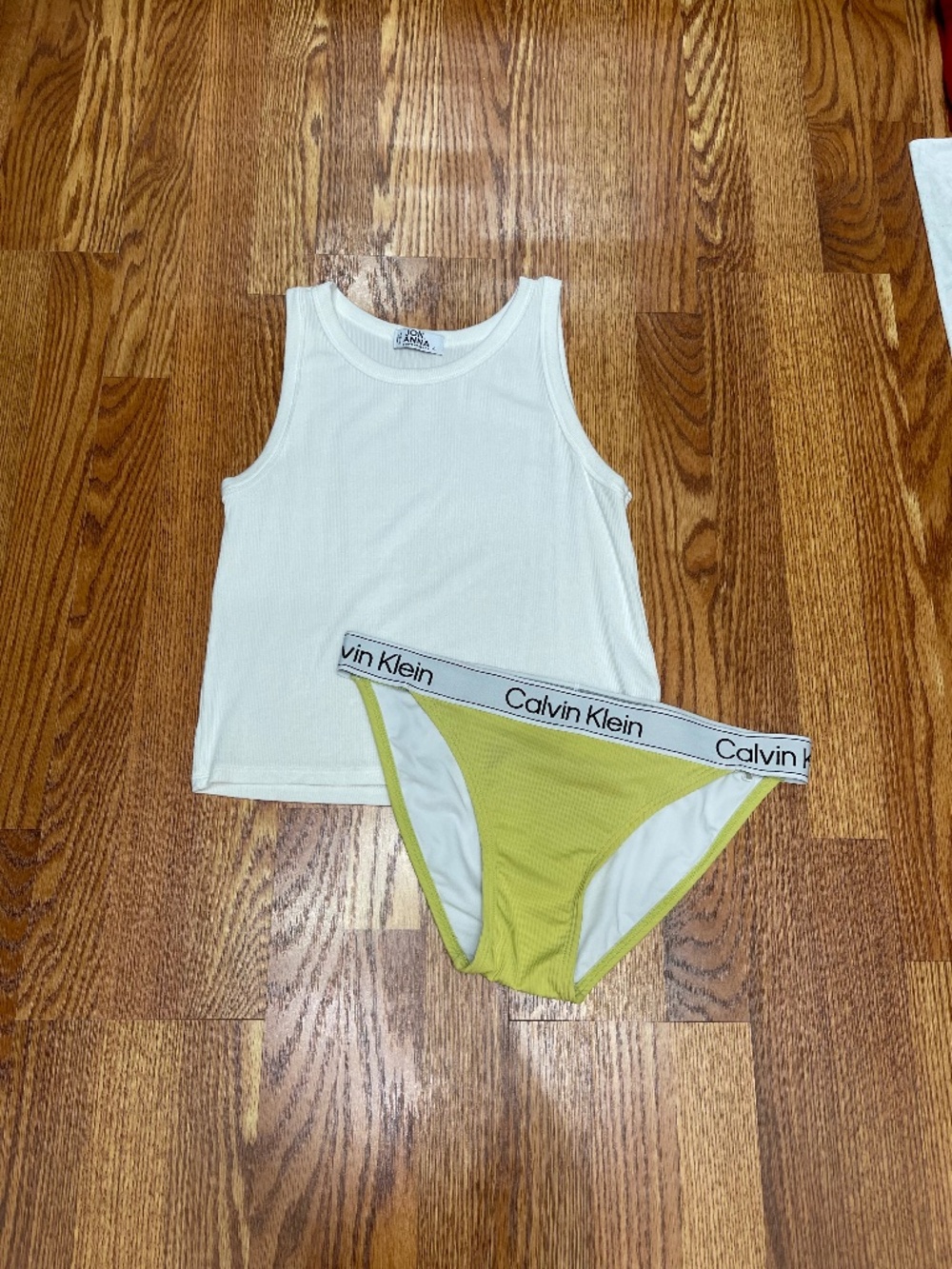 Ribbed Calvin Klein Swimwear Bikini Bottoms with Jon & Anna Tank Top